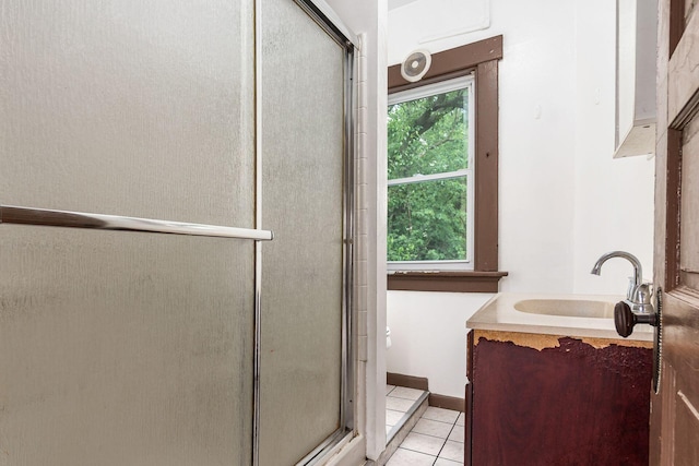 356 E 20th Ave, Columbus, OH 43201 - bathroom featuring tile patterned floors, vanity, and a shower stall