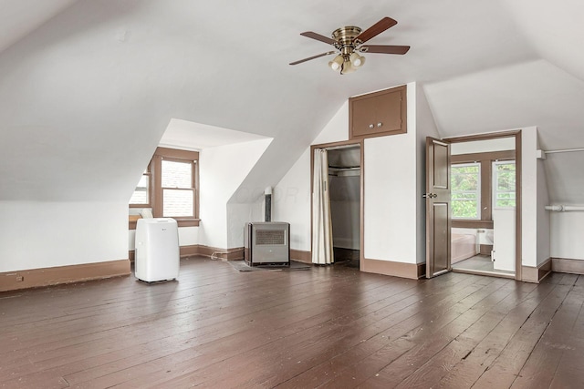 356 E 20th Ave, Columbus, OH 43201 - additional living space with dark wood-style flooring, lofted ceiling, and a ceiling fan