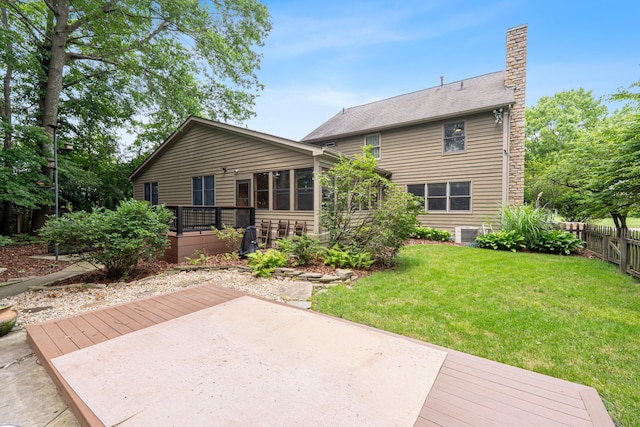 175 Academy Woods Dr, Columbus, OH 43230 - rear view of house featuring a chimney, a patio area, and a deck