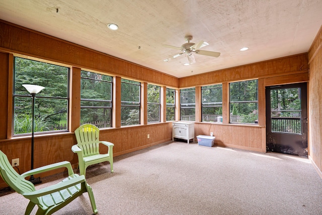 175 Academy Woods Dr, Columbus, OH 43230 - sunroom / solarium featuring wooden walls and carpet floors