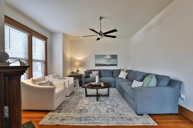 398 W 5th Ave, Columbus, OH 43201 - living room featuring wood finished floors and ceiling fan