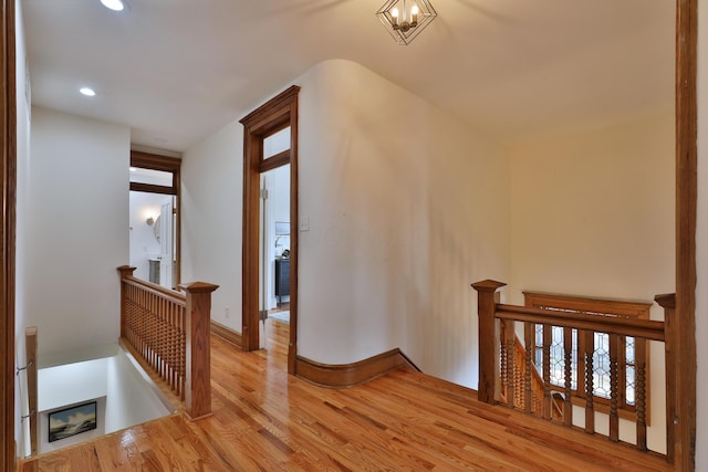398 W 5th Ave, Columbus, OH 43201 - corridor featuring an upstairs landing, wood finished floors, and recessed lighting