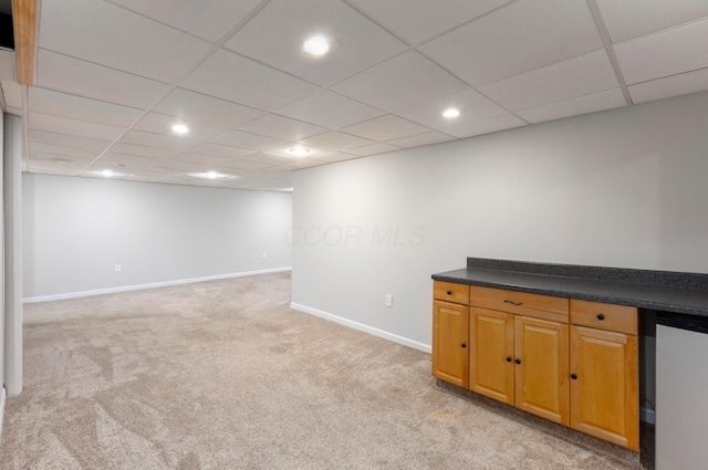 6258 Tetlin Field Dr, New Albany, OH 43054 - finished basement with light carpet, recessed lighting, and a paneled ceiling