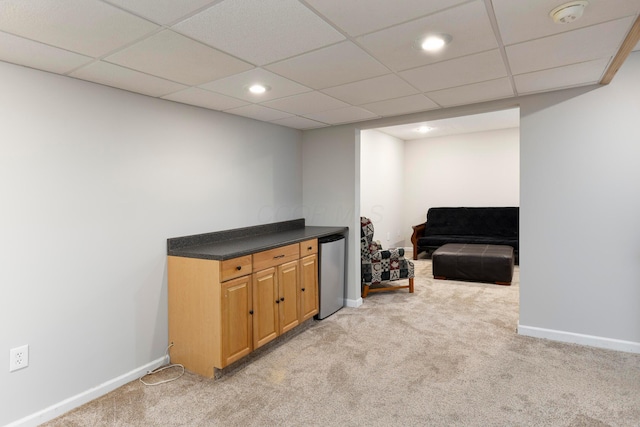 6258 Tetlin Field Dr, New Albany, OH 43054 - sitting room with light colored carpet, recessed lighting, and a paneled ceiling