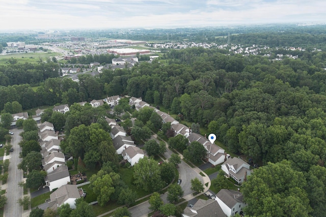 6258 Tetlin Field Dr, New Albany, OH 43054 - aerial perspective of suburban area featuring a heavily wooded area