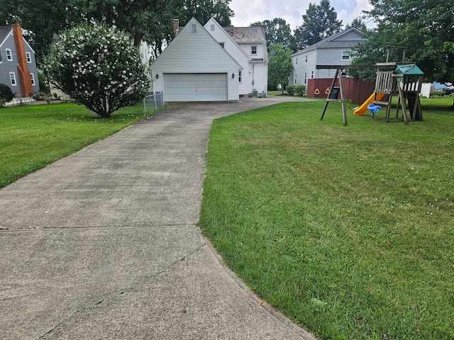 521 E Allen St, Lancaster, OH 43130 - view of yard featuring a garage and a playground