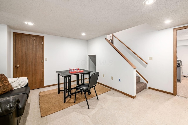 4224 Eagle Head Dr, Columbus, OH 43230 - dining area with a textured ceiling, stairway, and recessed lighting