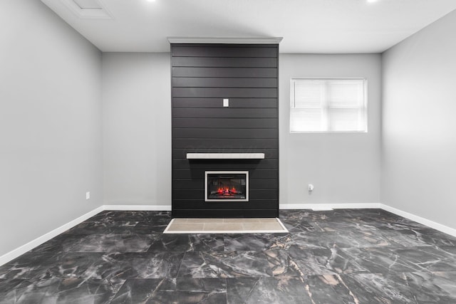 1612 Cole St, Columbus, OH 43205 - unfurnished living room with a large fireplace and baseboards