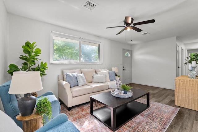 1556 Vilardo Ln, Columbus, OH 43227 - living area featuring wood finished floors and ceiling fan
