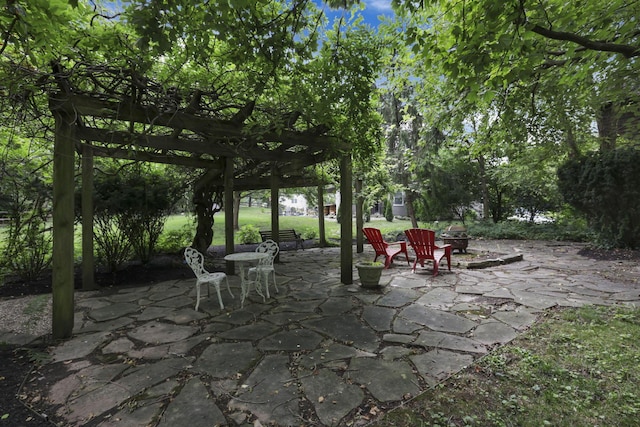 1100 Riva Ridge Blvd, Columbus, OH 43230 - view of patio featuring a pergola and a fire pit