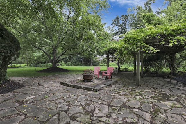 1100 Riva Ridge Blvd, Columbus, OH 43230 - view of patio featuring an outdoor fire pit