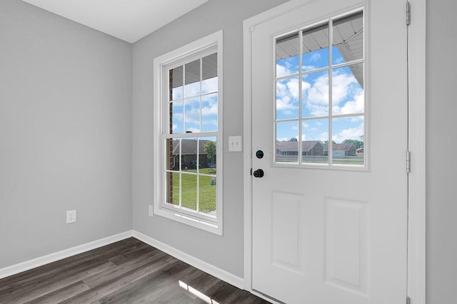 406 Aarika Dr, West Jefferson, OH 43162 - entryway with baseboards and dark wood finished floors