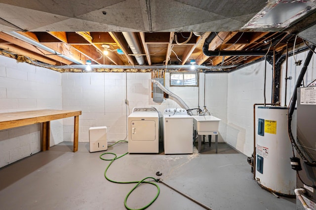 3033 Highcliff Ct, Columbus, OH 43231 - below grade area with electric water heater and washer and dryer