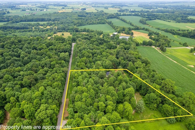 13900 Justin Rd, Utica, OH 43080 - view of rural area featuring property boundaries highlighted and a heavily wooded area