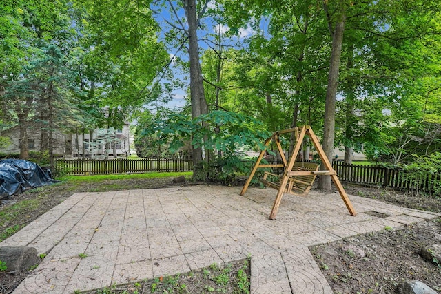 4867 Sarasota Ct, Hilliard, OH 43026 - view of patio / terrace featuring a playground and view of scattered trees