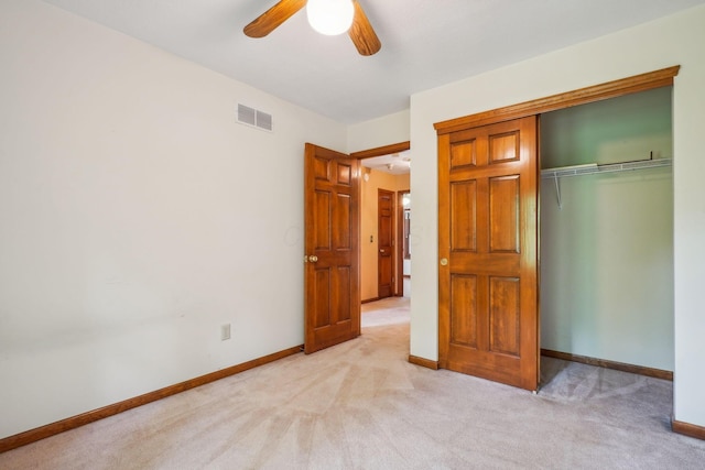 4867 Sarasota Ct, Hilliard, OH 43026 - unfurnished bedroom with light colored carpet, a closet, and a ceiling fan