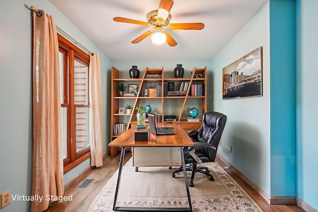 4867 Sarasota Ct, Hilliard, OH 43026 - office featuring wood finished floors and ceiling fan