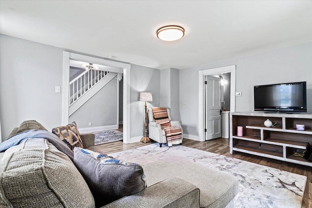 114 N 7th St, Newark, OH 43055 - living room with stairs and wood finished floors
