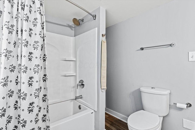 114 N 7th St, Newark, OH 43055 - full bathroom with shower / bath combination with curtain and wood finished floors