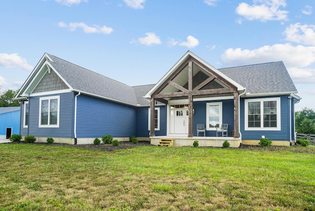 25500 Storms Rd, West Mansfield, OH 43358 - view of front of property with a porch, a front yard, and a shingled roof