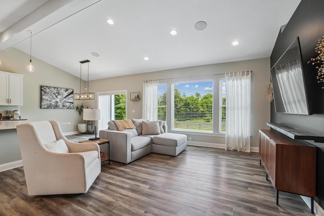 25500 Storms Rd, West Mansfield, OH 43358 - living area with dark wood-style flooring and recessed lighting