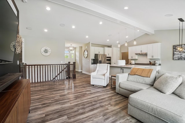 25500 Storms Rd, West Mansfield, OH 43358 - living area with dark wood finished floors and recessed lighting