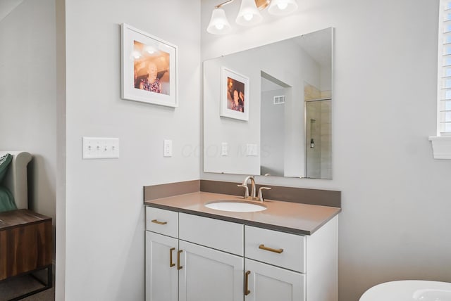25500 Storms Rd, West Mansfield, OH 43358 - bathroom featuring vanity and a shower