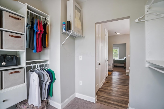 25500 Storms Rd, West Mansfield, OH 43358 - walk in closet featuring wood finished floors