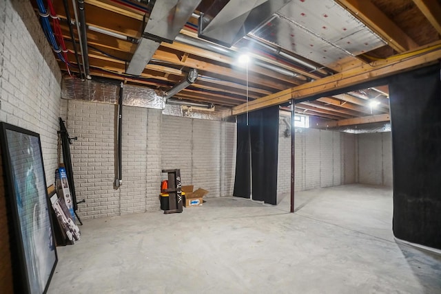 25500 Storms Rd, West Mansfield, OH 43358 - basement featuring brick wall