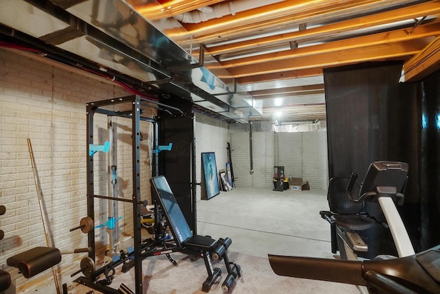 25500 Storms Rd, West Mansfield, OH 43358 - exercise room with brick wall