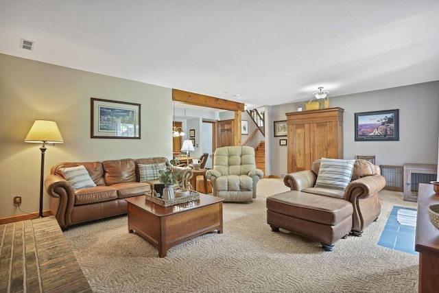 680 Rainbow Dr NW, Lancaster, OH 43130 - living room with light colored carpet and stairway