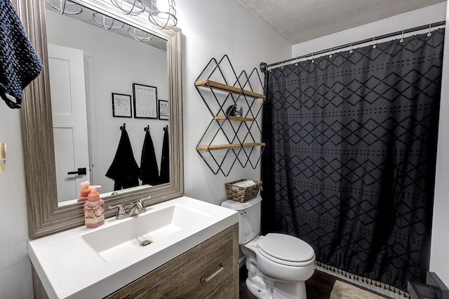 9710 Butcher Rd, Mount Vernon, OH 43050 - full bath featuring vanity, a textured ceiling, and curtained shower