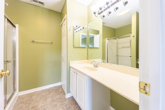 594 Chardonnay Ln, Lewis Center, OH 43035 - bathroom with a shower with shower door and vanity