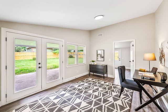114 N Trine St, Canal Winchester, OH 43110 - office with french doors, wood finished floors, healthy amount of natural light, and vaulted ceiling