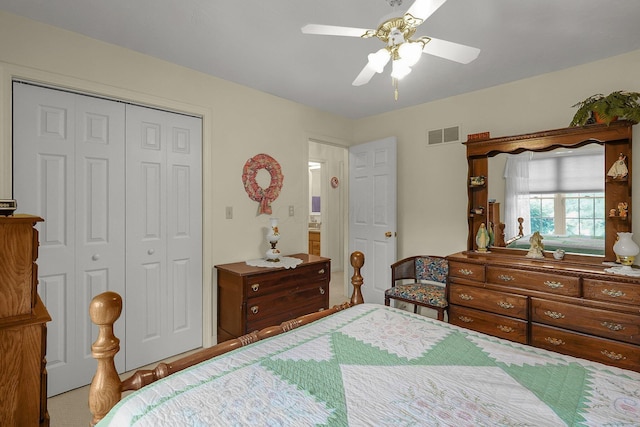 8421 Ransom Rd, Mount Vernon, OH 43050 - bedroom with a closet and a ceiling fan