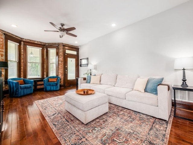 119 Miami Ave Unit 119, Columbus, OH 43203 - living room with wood-type flooring, a ceiling fan, and recessed lighting