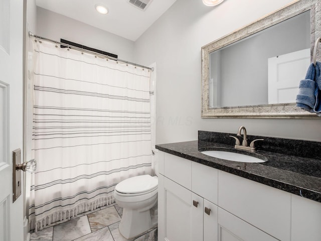 119 Miami Ave Unit 119, Columbus, OH 43203 - bathroom with marble finish flooring, vanity, recessed lighting, and a shower with curtain