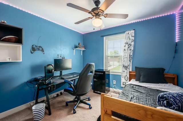 2566 Mcdaniel Ct, Grove City, OH 43123 - carpeted bedroom featuring an office area and a ceiling fan