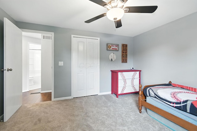 2036 Queensbridge Dr, Columbus, OH 43235 - bedroom featuring carpet flooring, a closet, and a ceiling fan