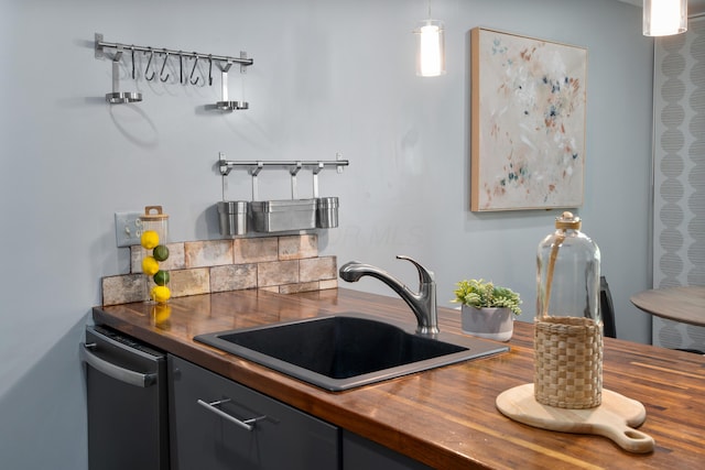 1481 Cliff Ct Unit 58-A, Columbus, OH 43204 - kitchen with butcher block countertops and pendant lighting