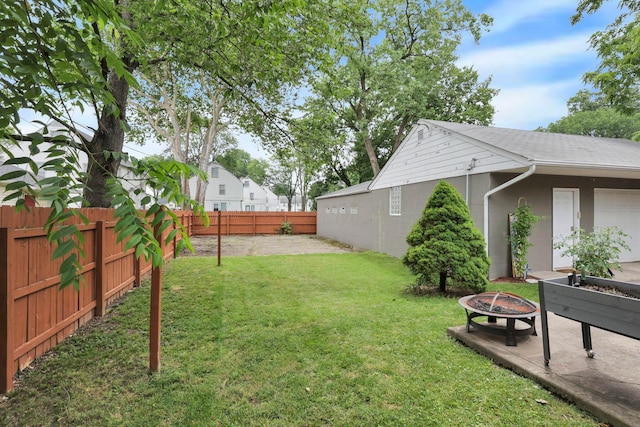 220 Robinwood Ave, Columbus, OH 43213 - fenced backyard featuring a fire pit