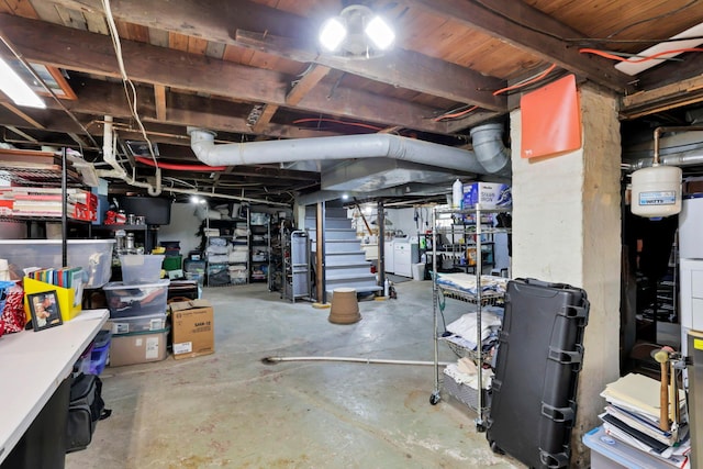 220 Robinwood Ave, Columbus, OH 43213 - unfinished below grade area featuring water heater and stairs
