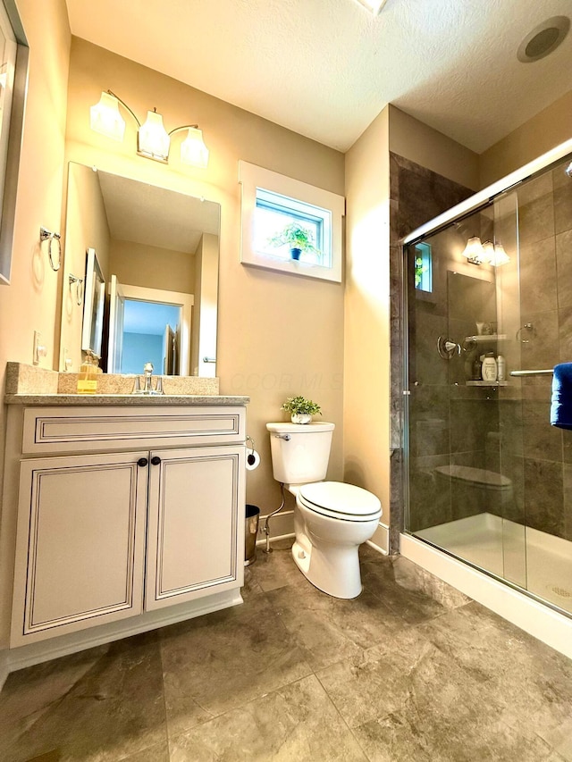 2000 Forestview Ln, Delaware, OH 43015 - full bathroom with a stall shower, vanity, and a textured ceiling