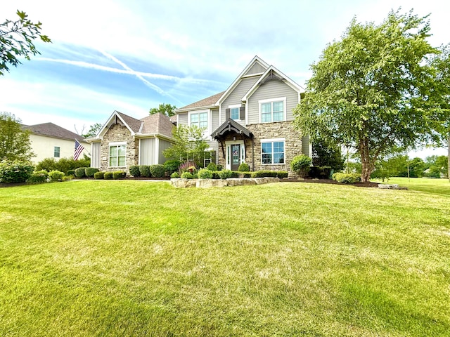 2000 Forestview Ln, Delaware, OH 43015 - craftsman-style home with stone siding and a front lawn