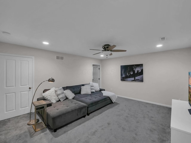 1235 Shagbark Rd, Columbus, OH 43230 - living room featuring recessed lighting, carpet floors, and ceiling fan
