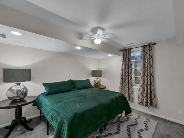 1235 Shagbark Rd, Columbus, OH 43230 - carpeted bedroom with a ceiling fan and recessed lighting