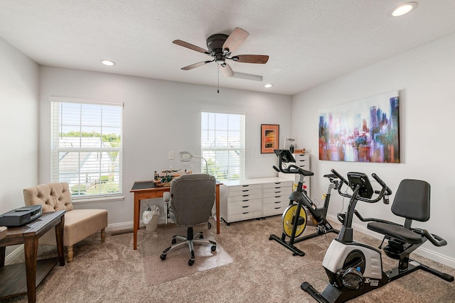5540 Eva Loop S, Dublin, OH 43016 - office space with carpet, recessed lighting, a ceiling fan, and a textured ceiling