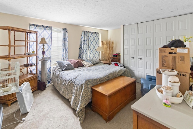 5500 Saddlebrook Dr, Columbus, OH 43221 - bedroom with light colored carpet, a textured ceiling, and a closet