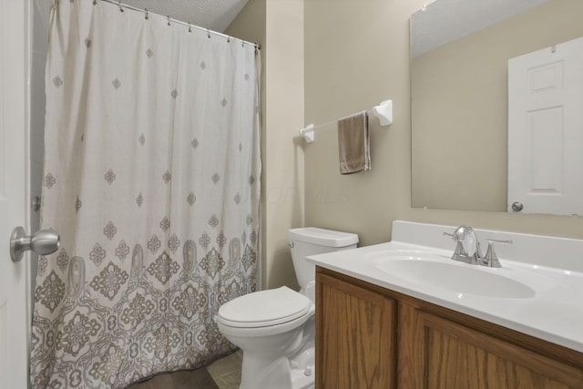 3991 Shannon Green Dr Unit 152, Canal Winchester, OH 43110 - bathroom with vanity, a textured ceiling, tile patterned floors, and a shower with shower curtain