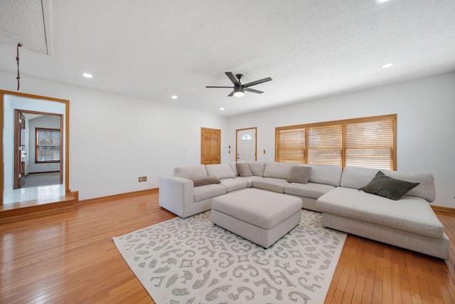5583 Durrett Rd, Orient, OH 43146 - living room with ceiling fan, light wood-style flooring, healthy amount of natural light, and recessed lighting